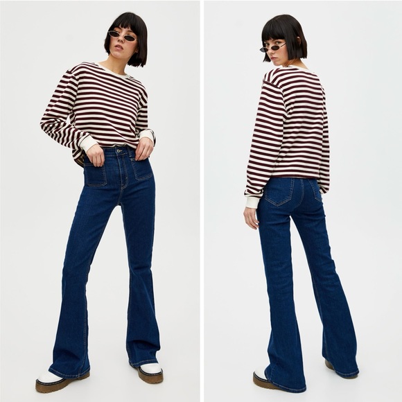 Urban Outfitters Maroon Stripe Cropped Sweatshirt Pull&Bear BNWT - Picture 11 of 11